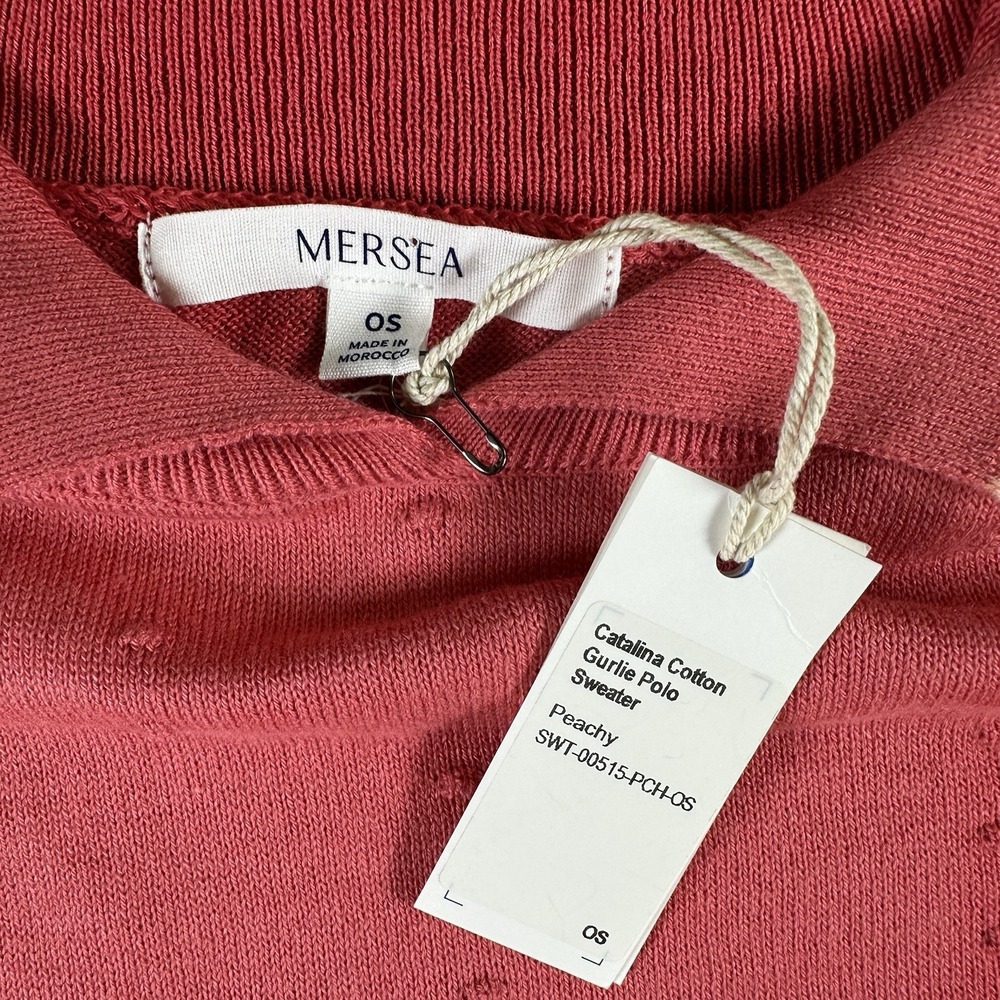 Mersea Women's Catalina Gurlie Polo‎ Sweater Peachy One Size NWT